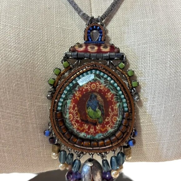 Ayala Bar Grey/Green/Brown Necklace - Picture 3 of 3